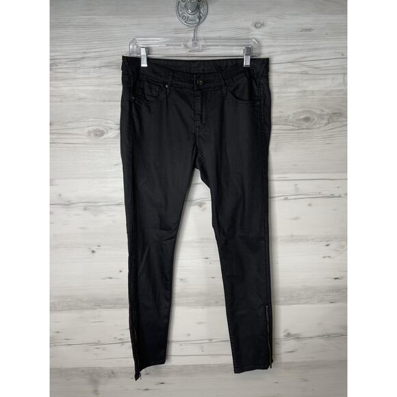 H&M Jeans Womens 31 Black Skinny Low Waist Ankle Zippers Stretch &Denim - Picture 1 of 11